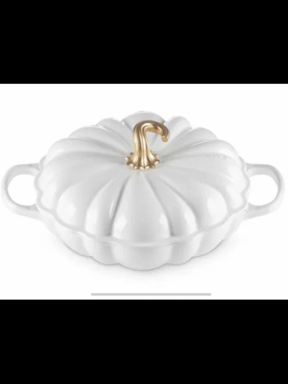 ~Le Creuset* NEW *White Pumpkin Casserole with Gold Stem Braiser…